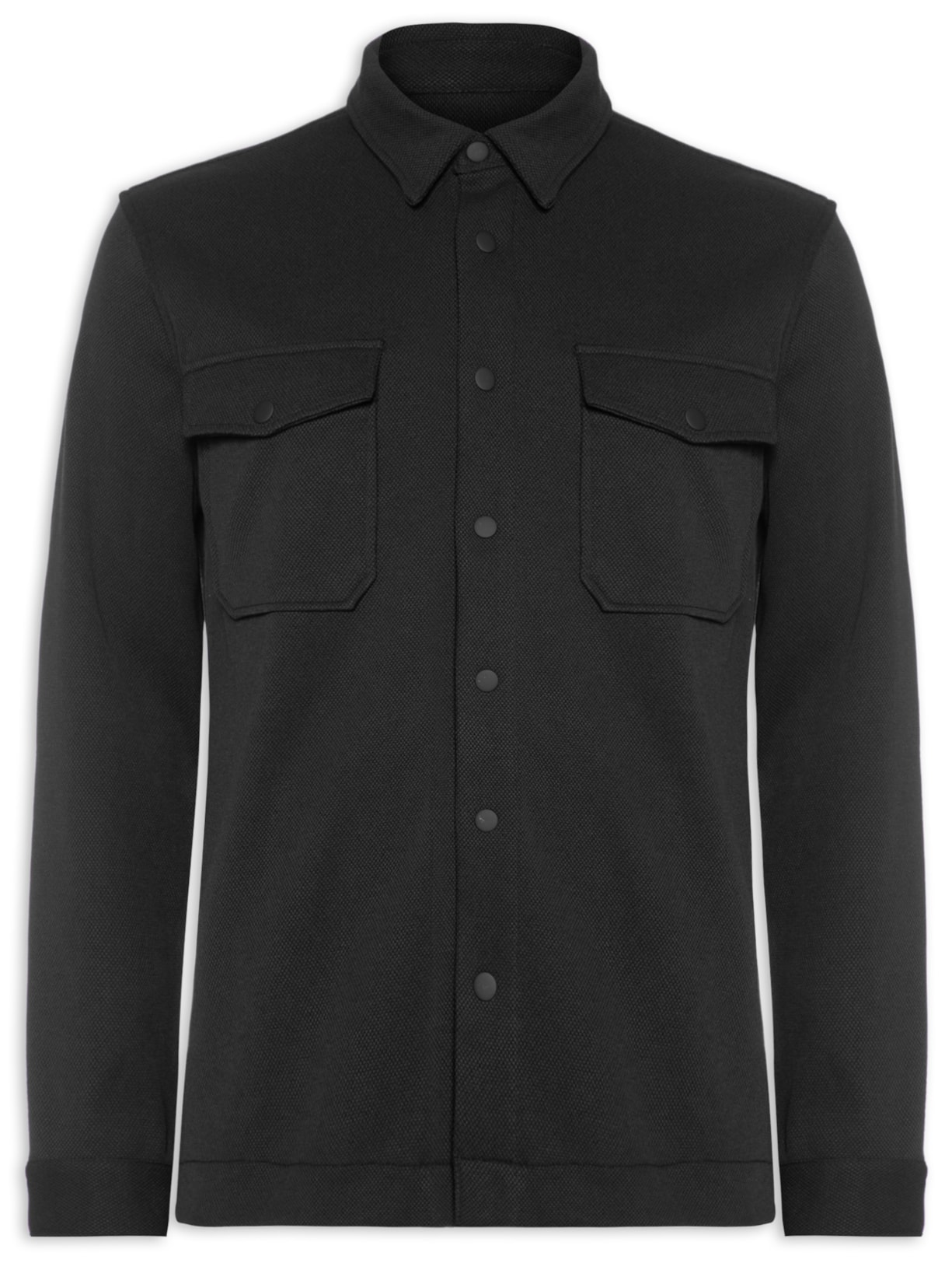 Camisa Masculina Overshirt Piquet Duo - Preto