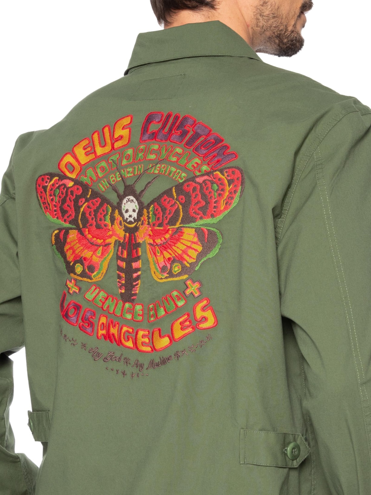 Camisa Masculina Overshirt Power Manga Longa Verde Deus Ex Machina