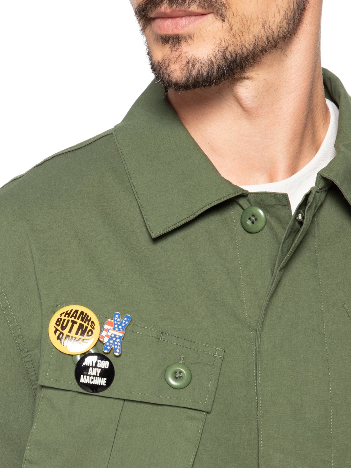 Camisa Masculina Overshirt Power Manga Longa Verde Deus Ex Machina