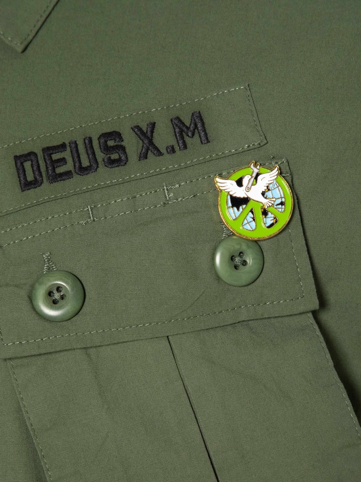 Camisa Masculina Overshirt Power Manga Longa Verde Deus Ex Machina
