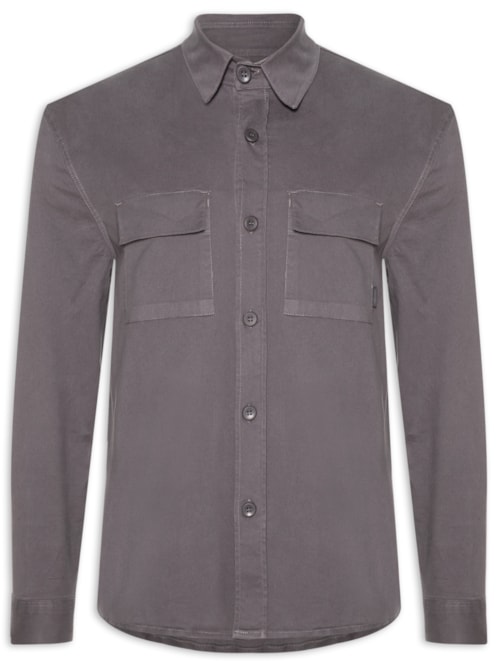 Camisa Masculina Overshirt Tinturada - Cinza