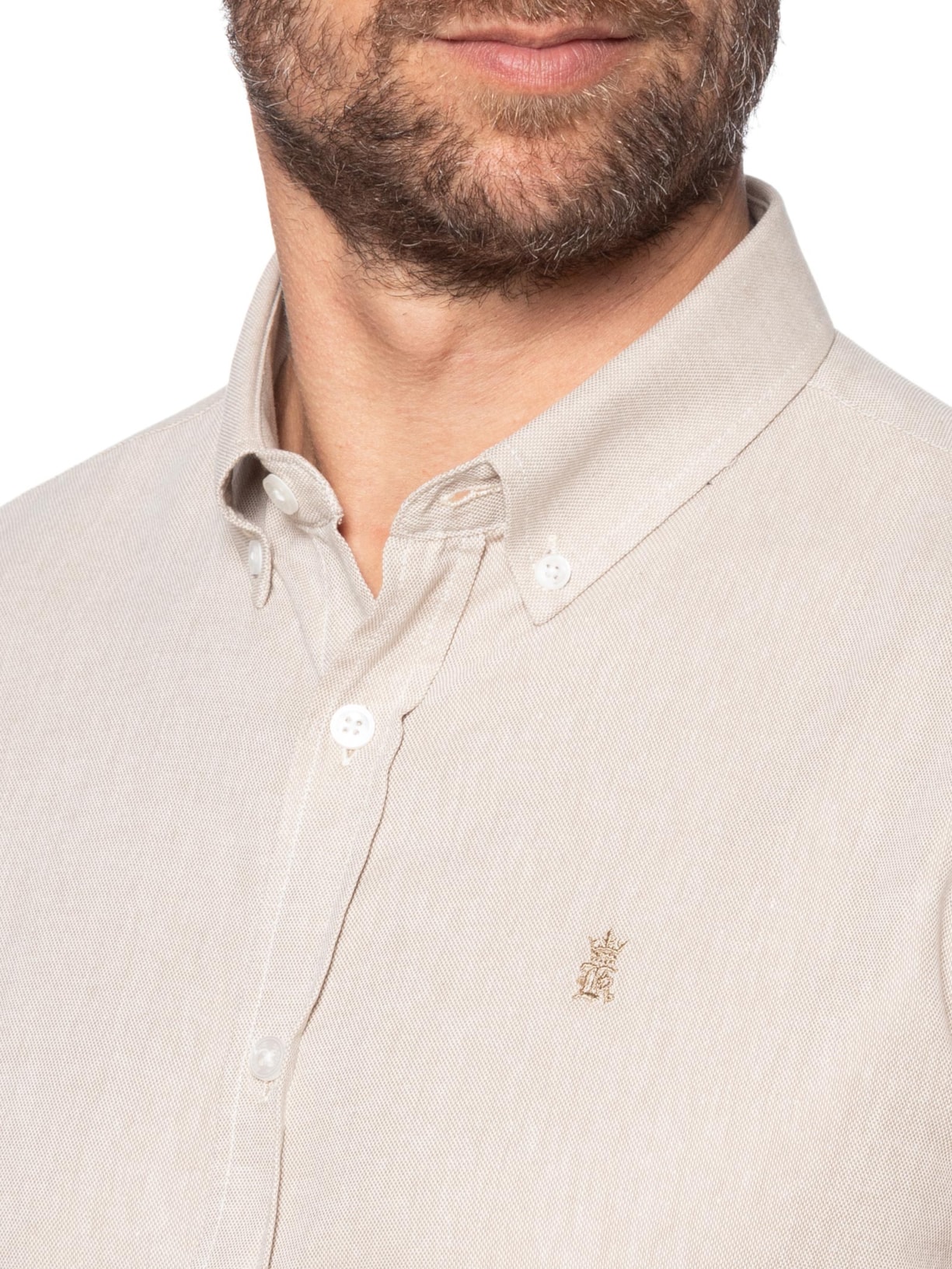 Camisa Masculina Oxford Algodão Egípcio Bege Sergio K