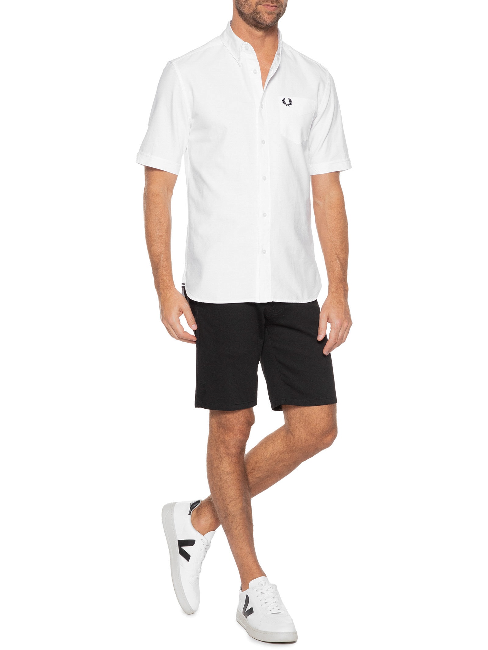 Fred Perry - Camisa Masculina Oxford - Branco