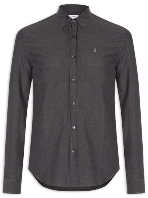 Camisa Masculina Oxford Button Down – Preto