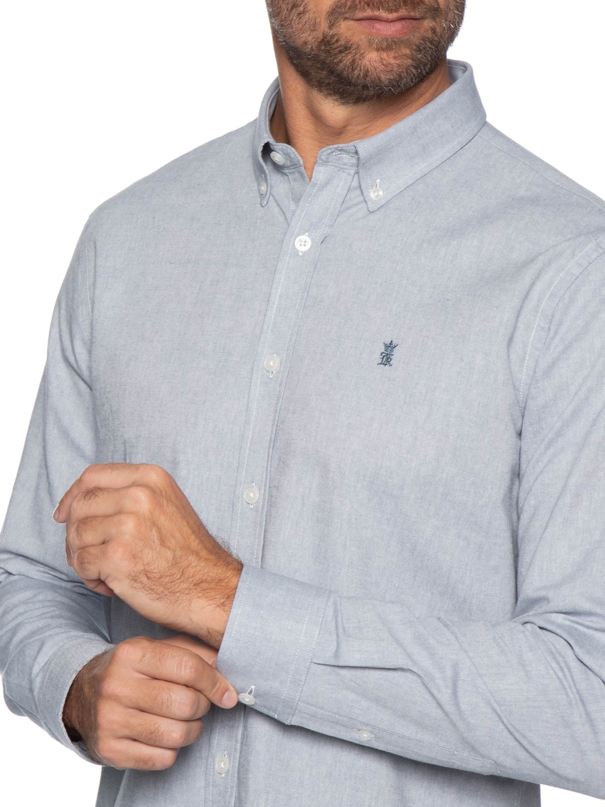 Camisa Masculina Oxford Button Down Azul Sergio K
