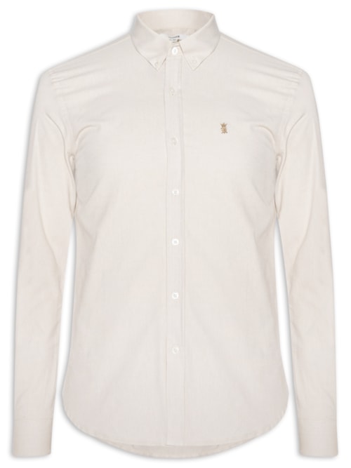 Camisa Masculina Oxford Button Down - Bege