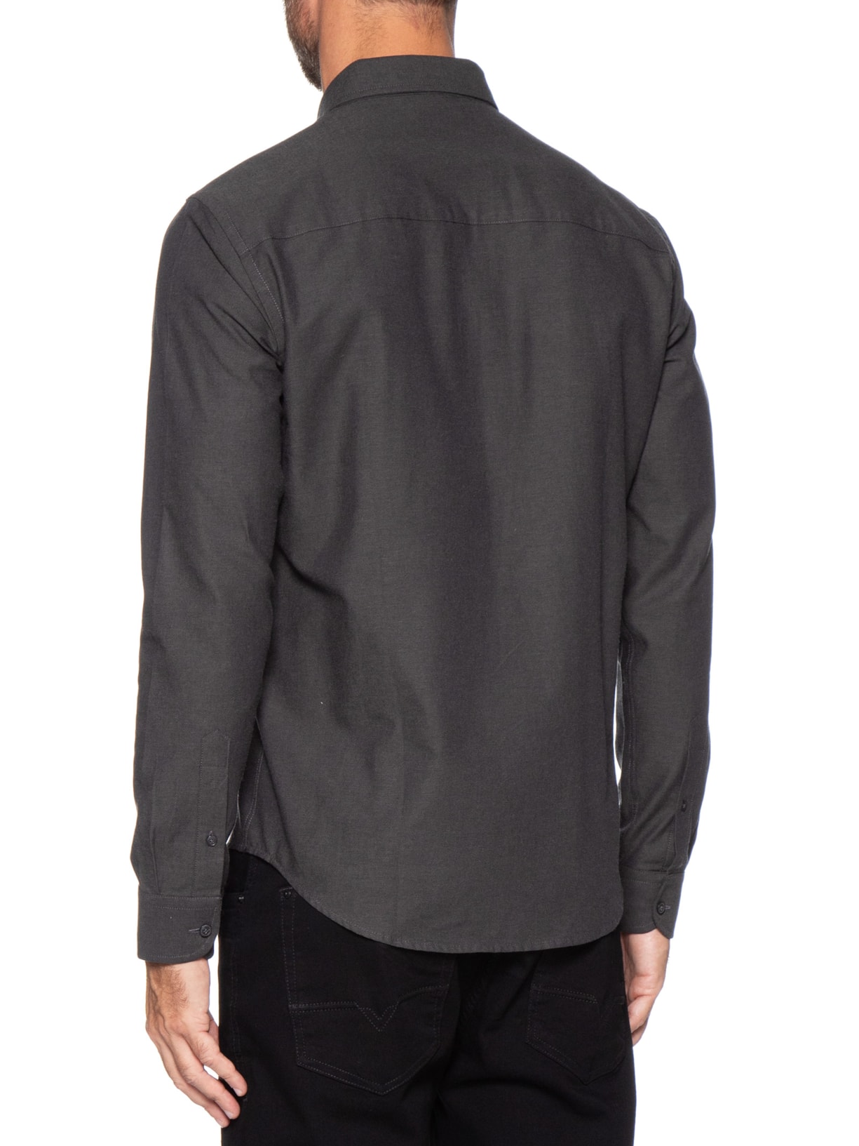 Camisa Masculina Oxford Button Down Preto Sergio K