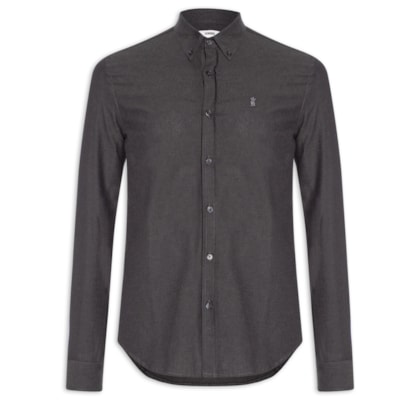 Camisa Masculina Oxford Button Down – Preto