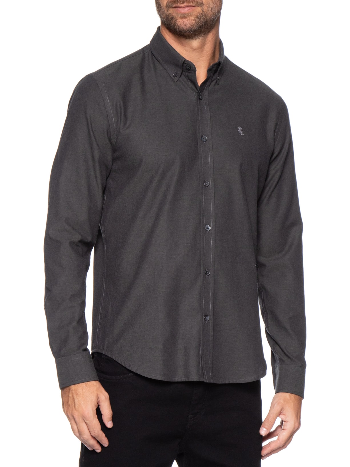 Camisa Masculina Oxford Button Down – Preto Sergio K