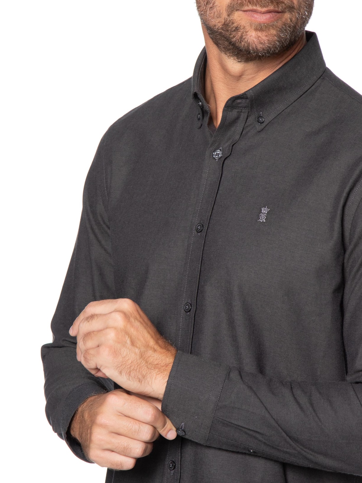 Camisa Masculina Oxford Button Down – Preto Sergio K
