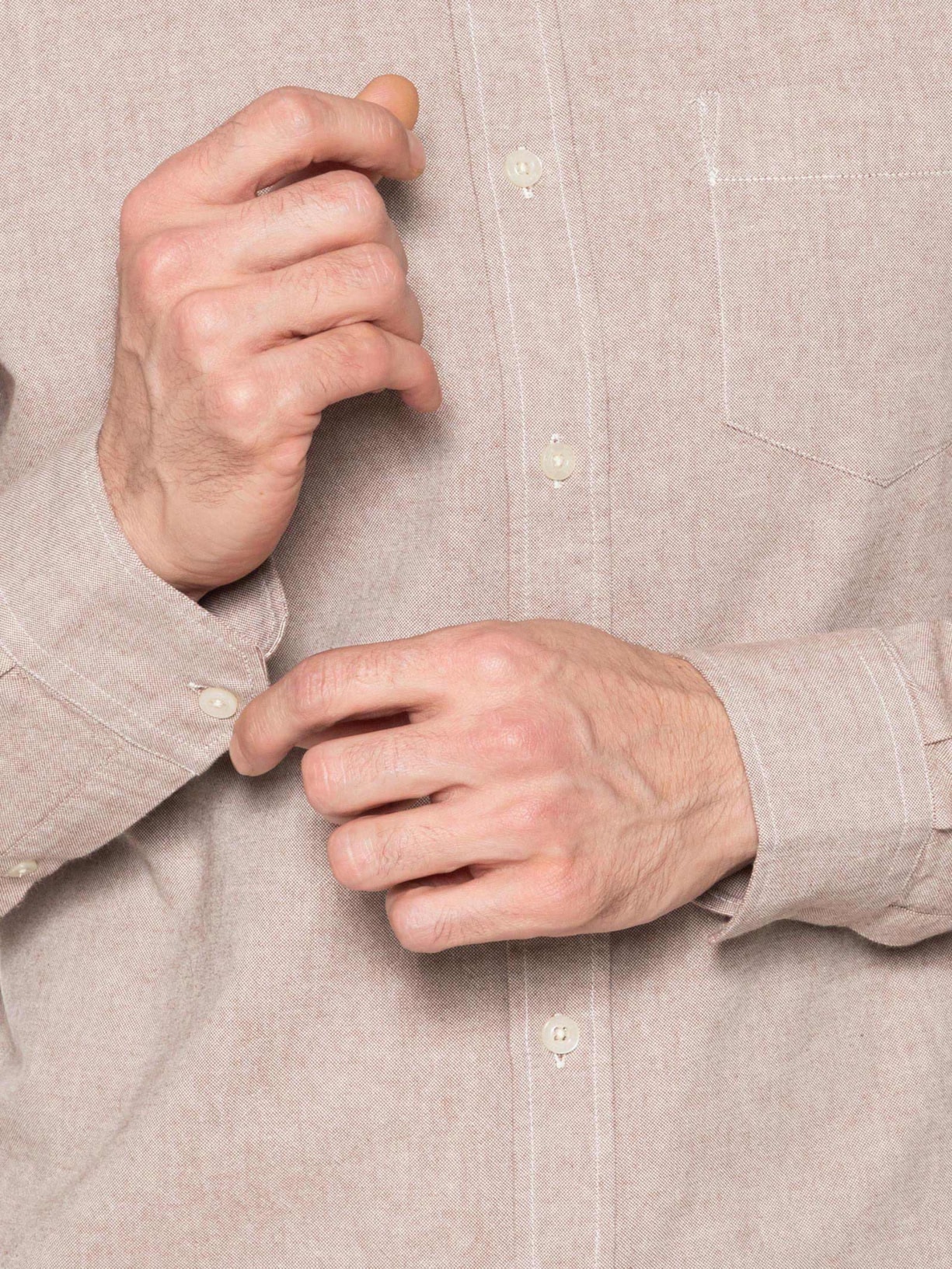 Camisa Masculina Oxford Com Bolso Bege Zapalla