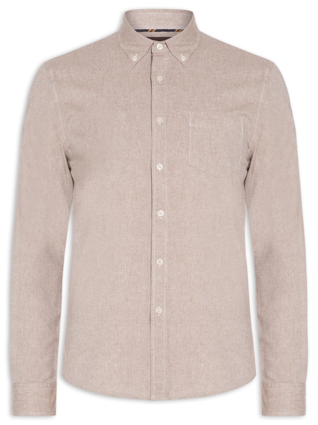Camisa Masculina Oxford Com Bolso Bege Zapalla