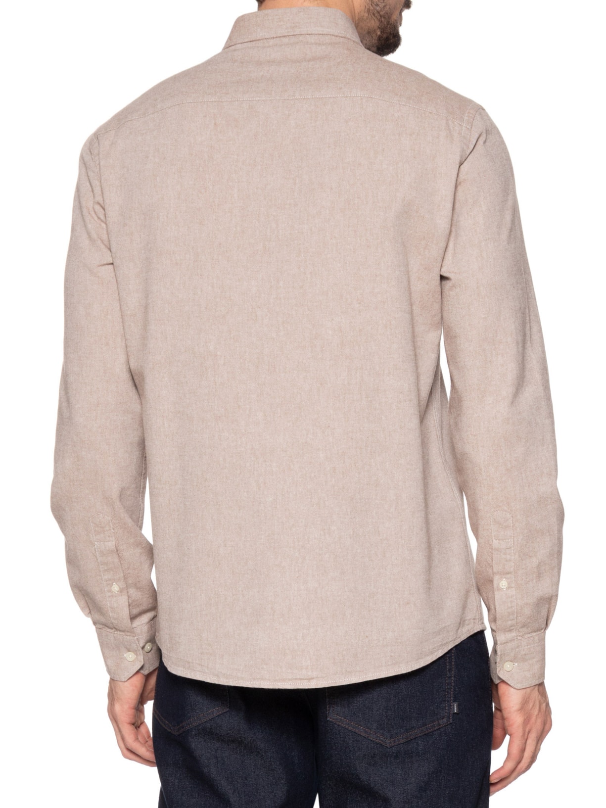 Camisa Masculina Oxford Com Bolso Bege Zapalla