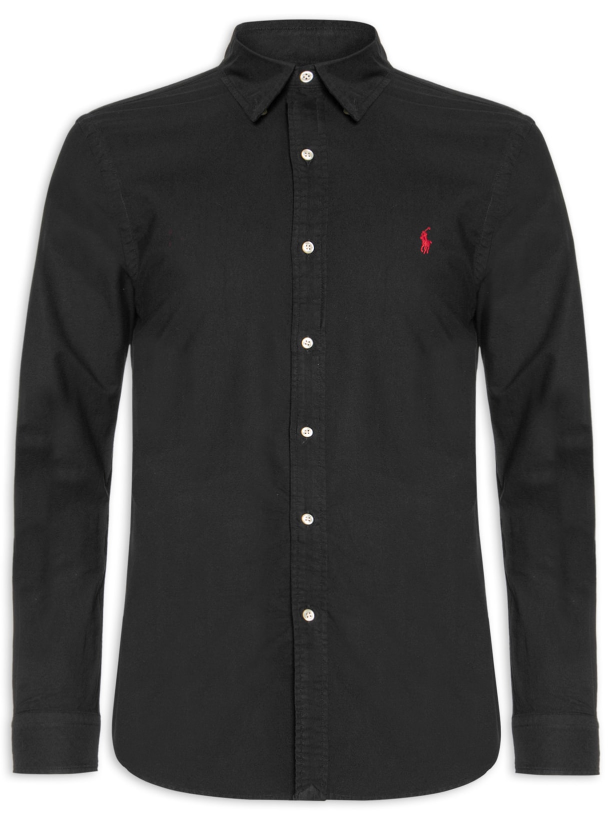 Camisa Masculina Oxford Custom Fit Poplin Sport - Preto