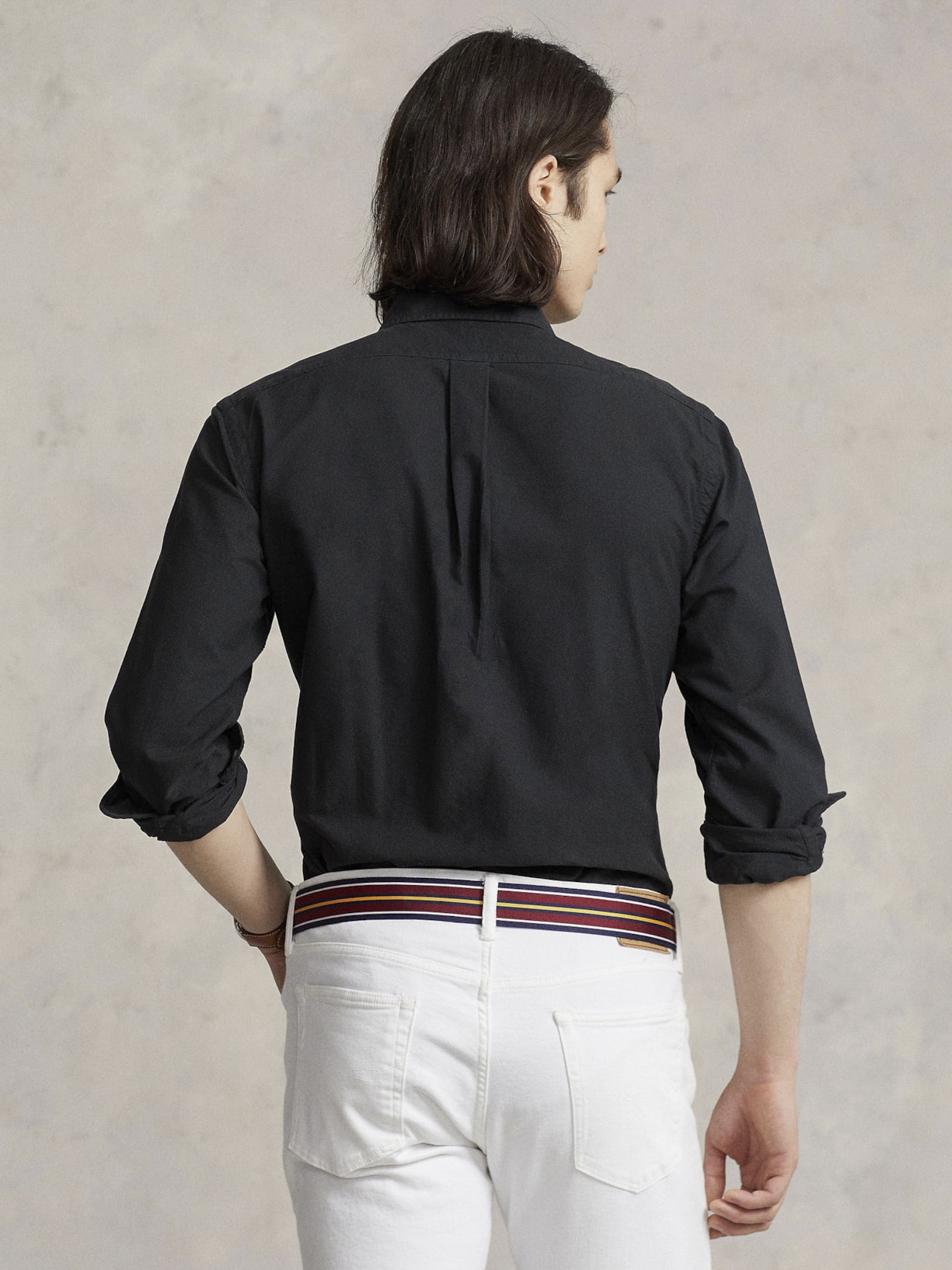 Camisa Masculina Oxford Custom Fit Poplin Sport Preto Polo Ralph Lauren