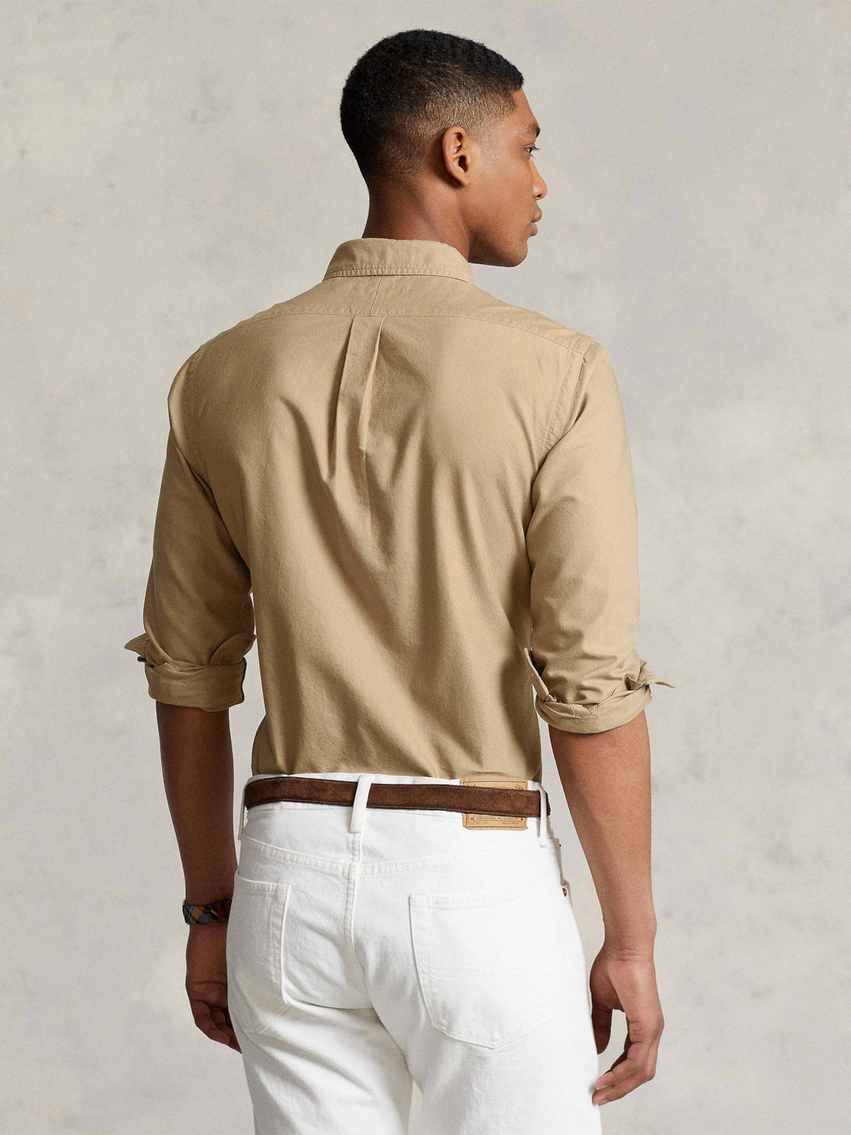 Camisa Masculina Oxford Gd Poplin Cotton Sport Bege Polo Ralph Lauren