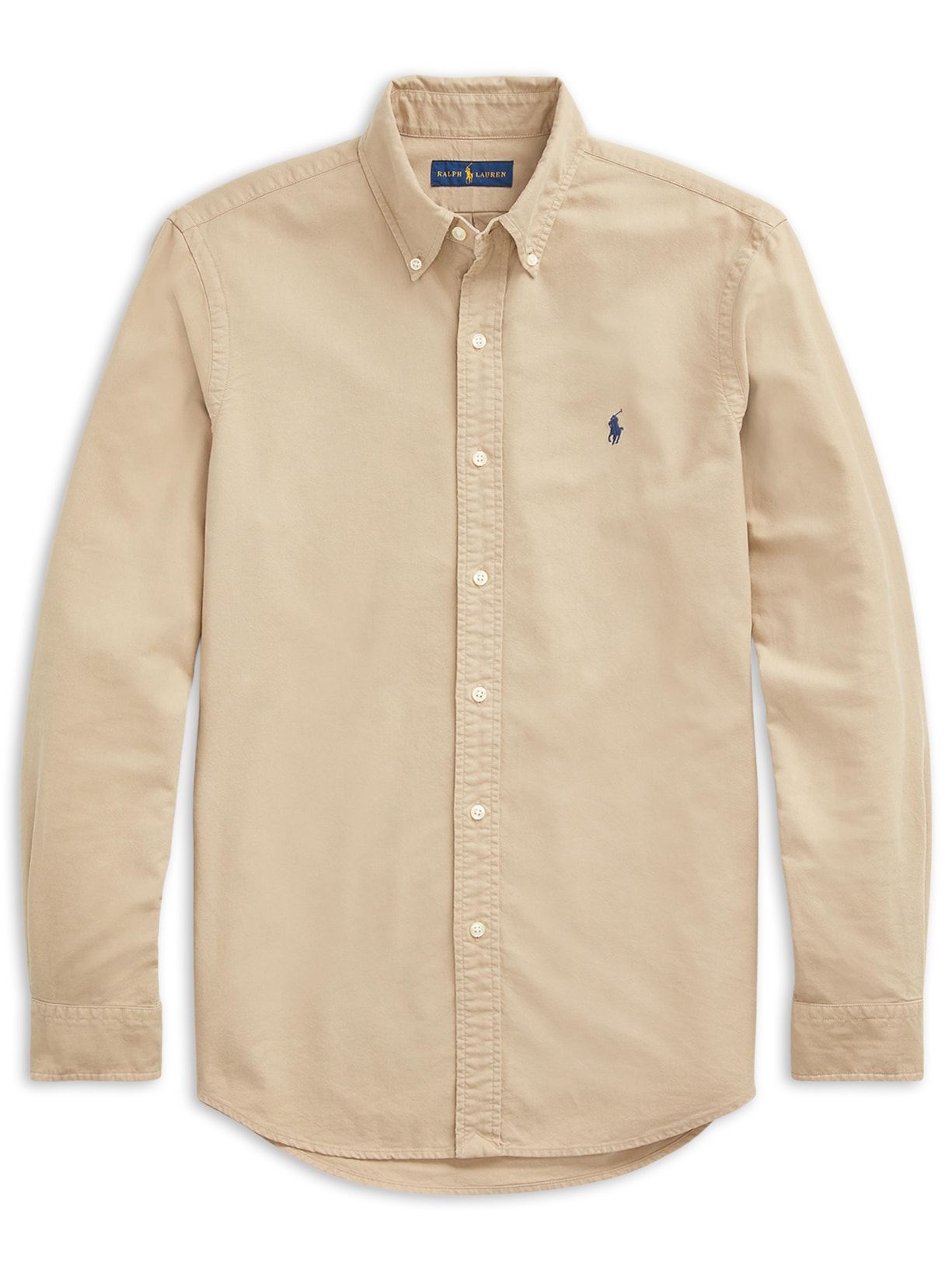 Camisa Masculina Oxford Gd Poplin Cotton Sport Bege Polo Ralph Lauren