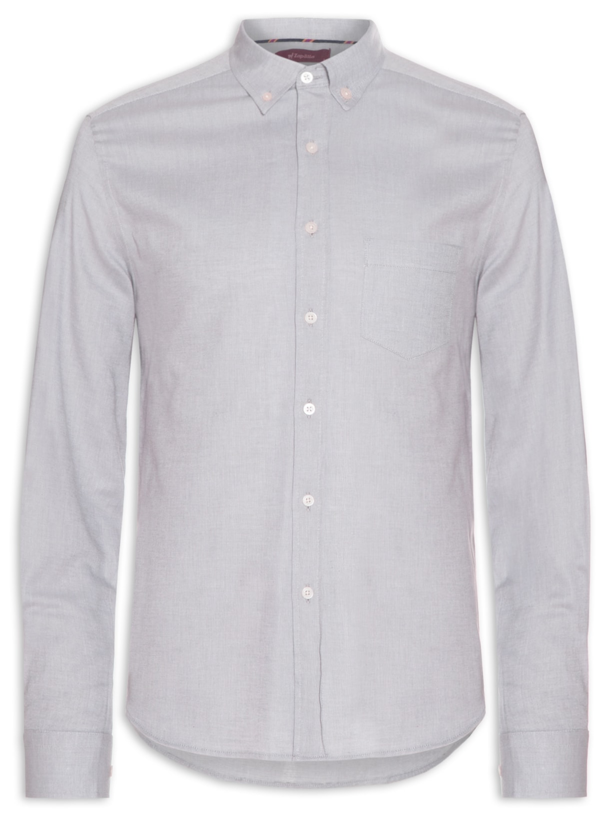 Camisa Masculina Oxford Leve Bolso - Cinza