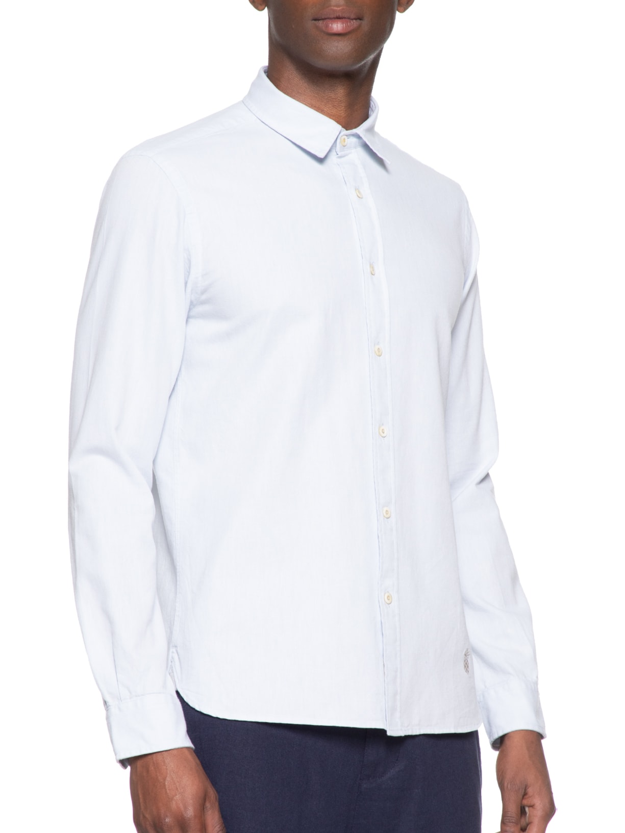 Camisa Masculina Oxford Lisa Azul Pineapple