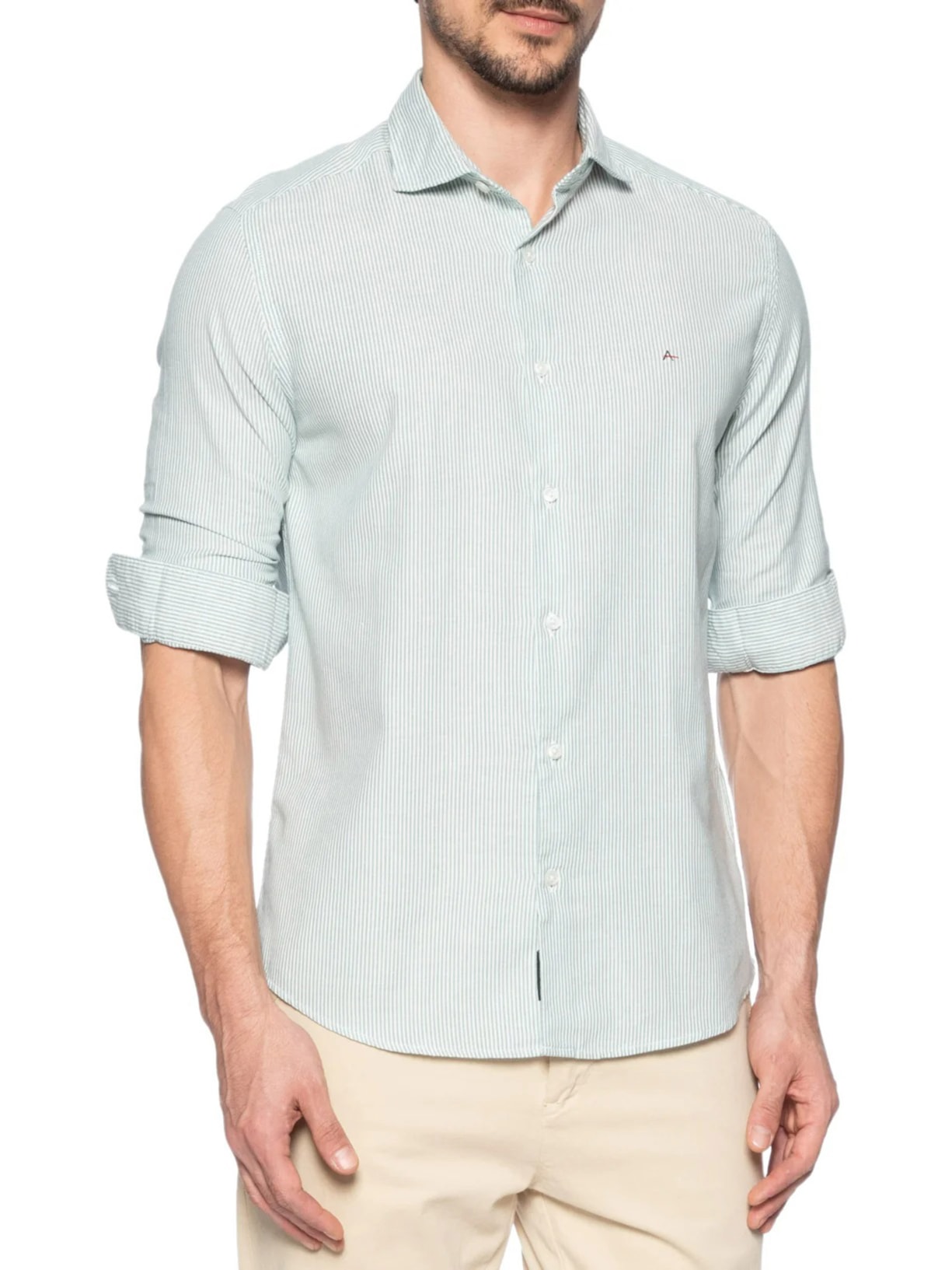 Camisa Masculina Oxford Listrado Verde Aramis