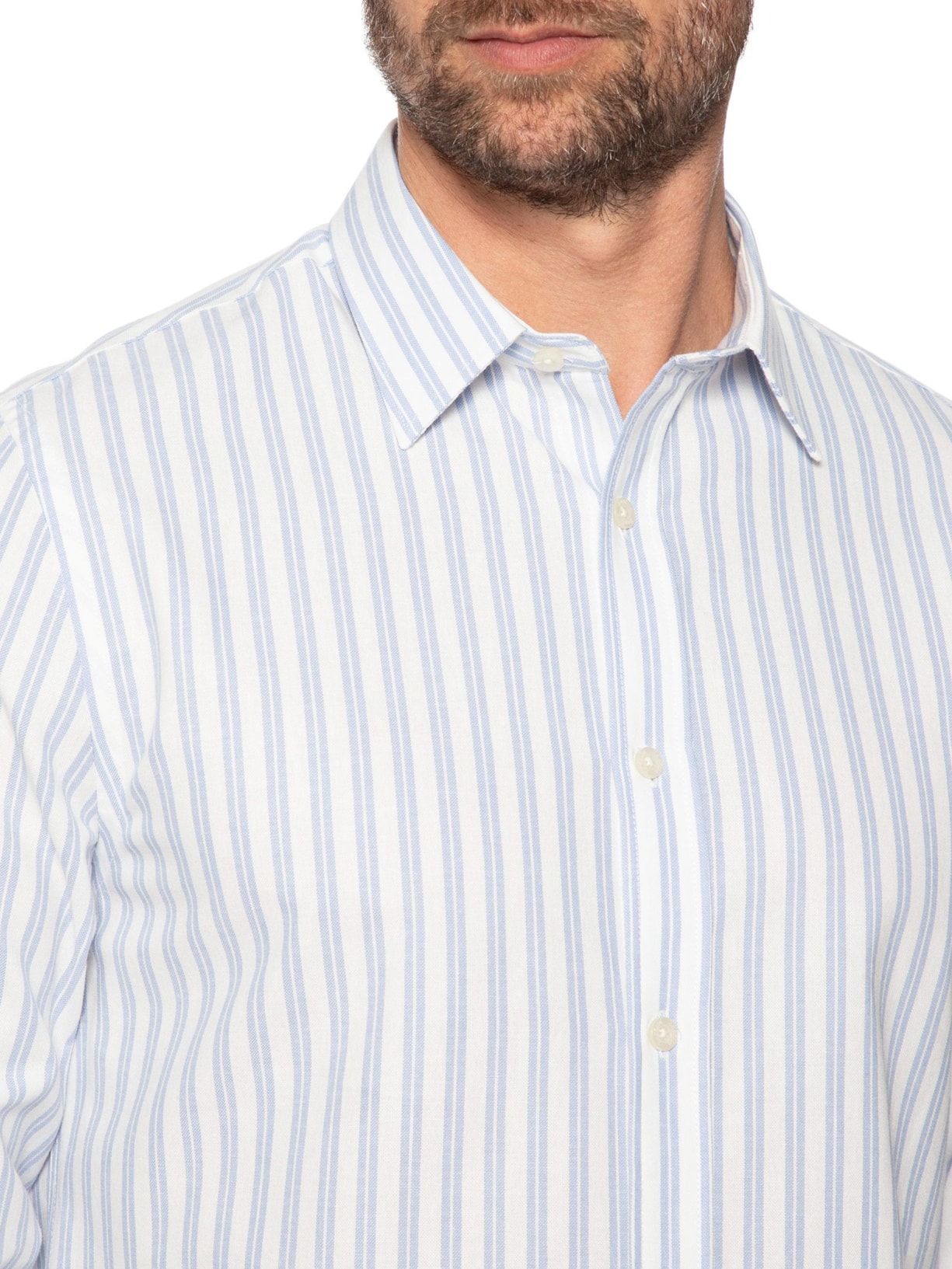 Camisa Masculina Oxford Listras Duplas Azul Zapalla