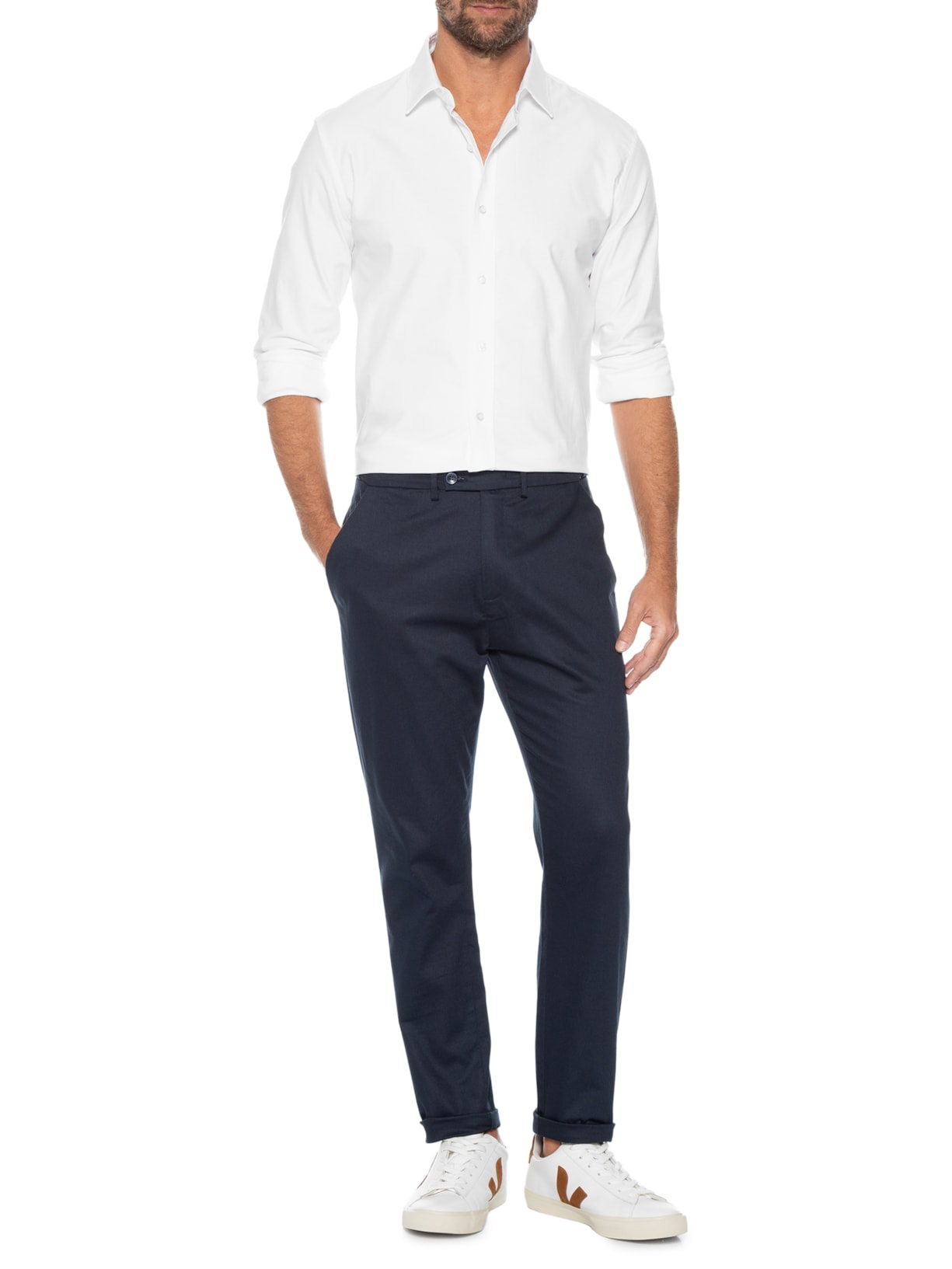 Camisa Masculina Oxford Manga Longa Branco Oficina Reserva