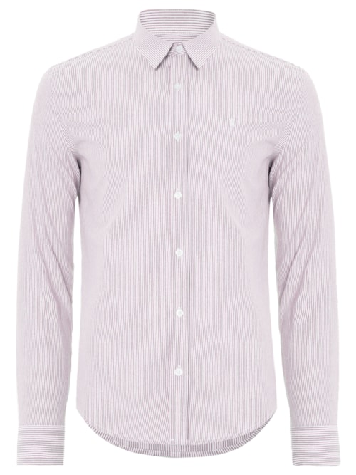 Camisa Masculina Oxford Mini Listras – Vermelho