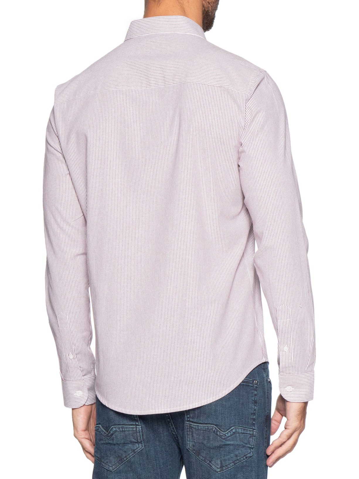 Camisa Masculina Oxford Mini Listras Vermelho Sergio K