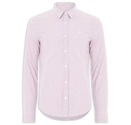 Camisa Masculina Oxford Mini Listras – Vermelho
