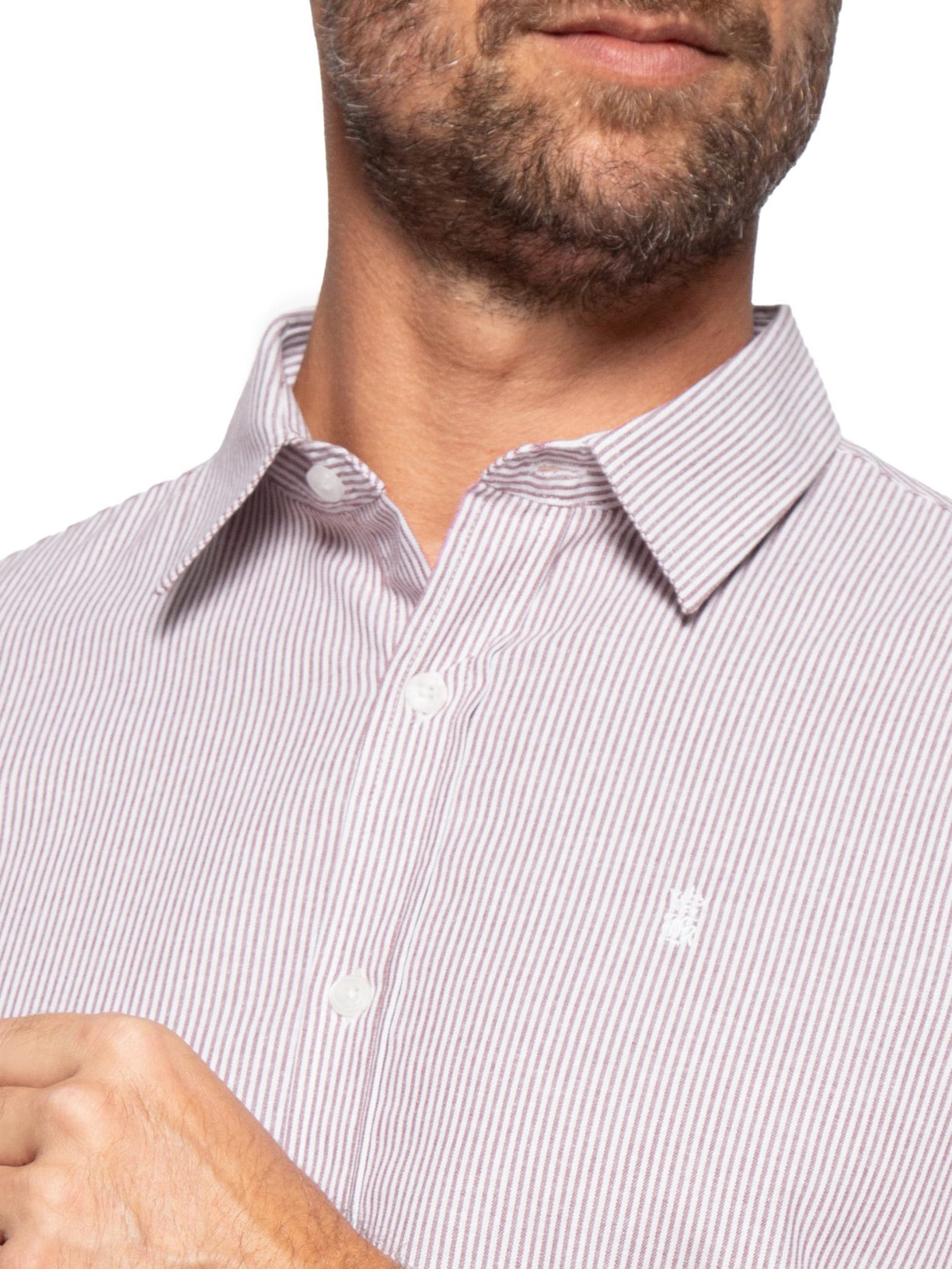 Camisa Masculina Oxford Mini Listras – Vermelho Sergio K