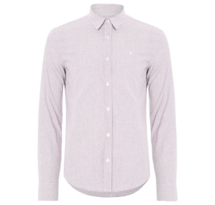 Camisa Masculina Oxford Mini Listras – Vermelho