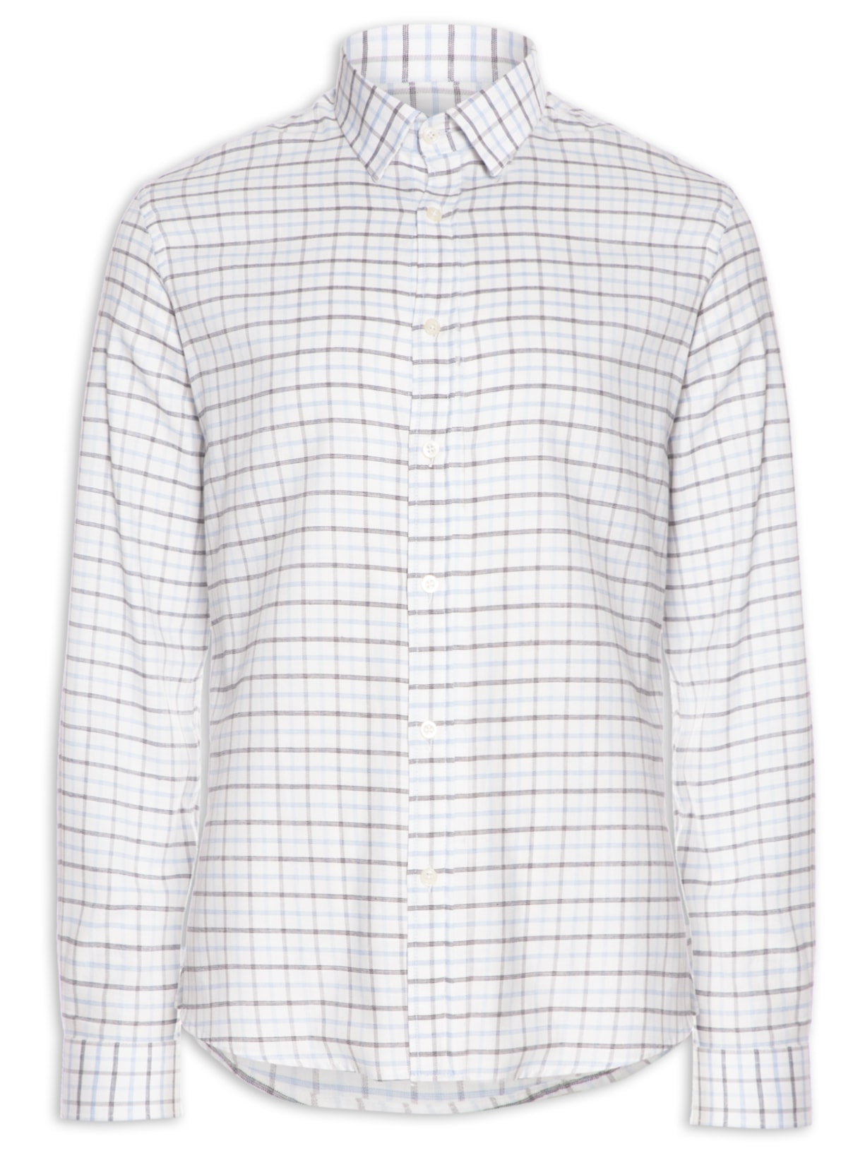 Camisa Masculina Oxford Quadros - Branco