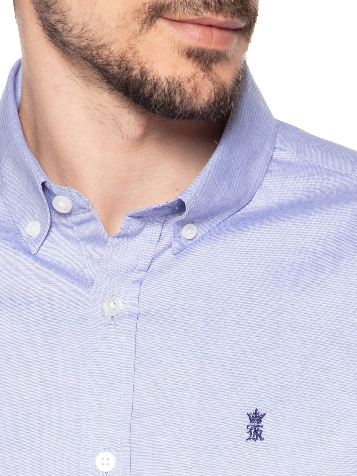 Camisa Masculina Oxford Regular Fit Com Elastano Azul Sergio K