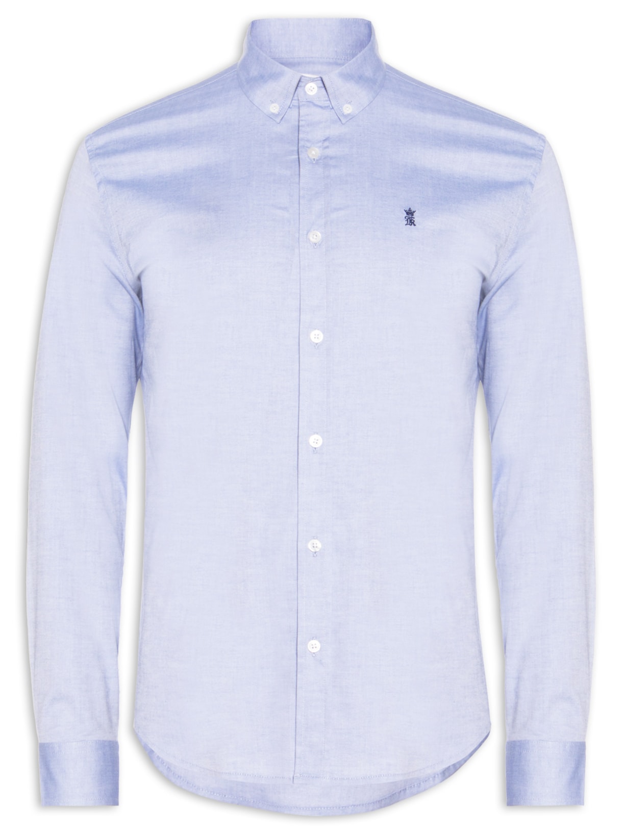 Camisa Masculina Oxford Regular Fit Com Elastano - Azul