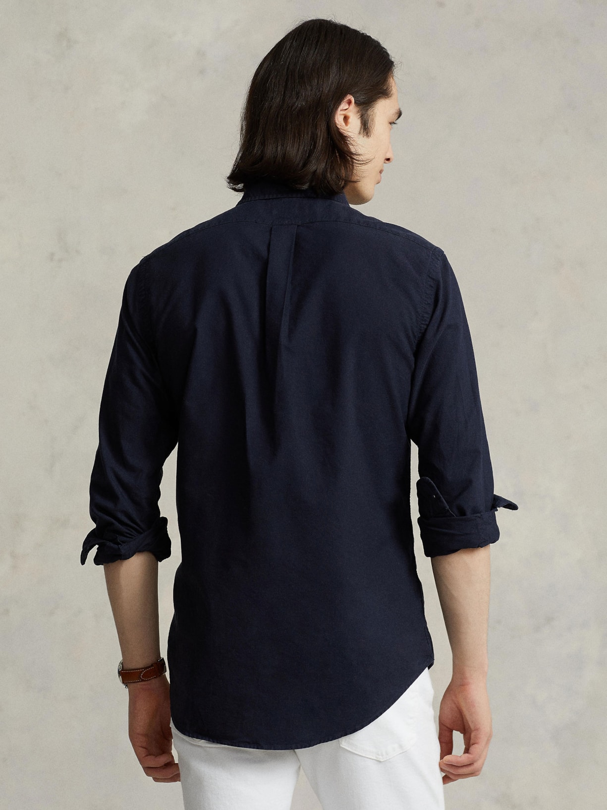 Camisa Masculina Oxford Yd Custom Fit Poplin Sport Azul Polo Ralph Lauren