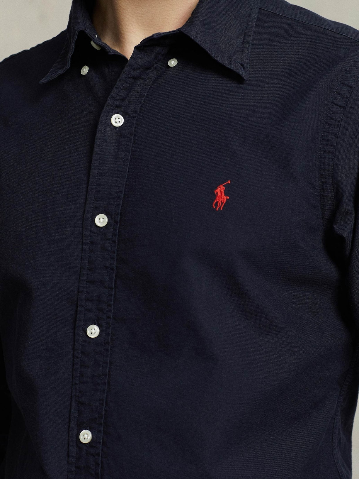Camisa Masculina Oxford Yd Custom Fit Poplin Sport Azul Polo Ralph Lauren