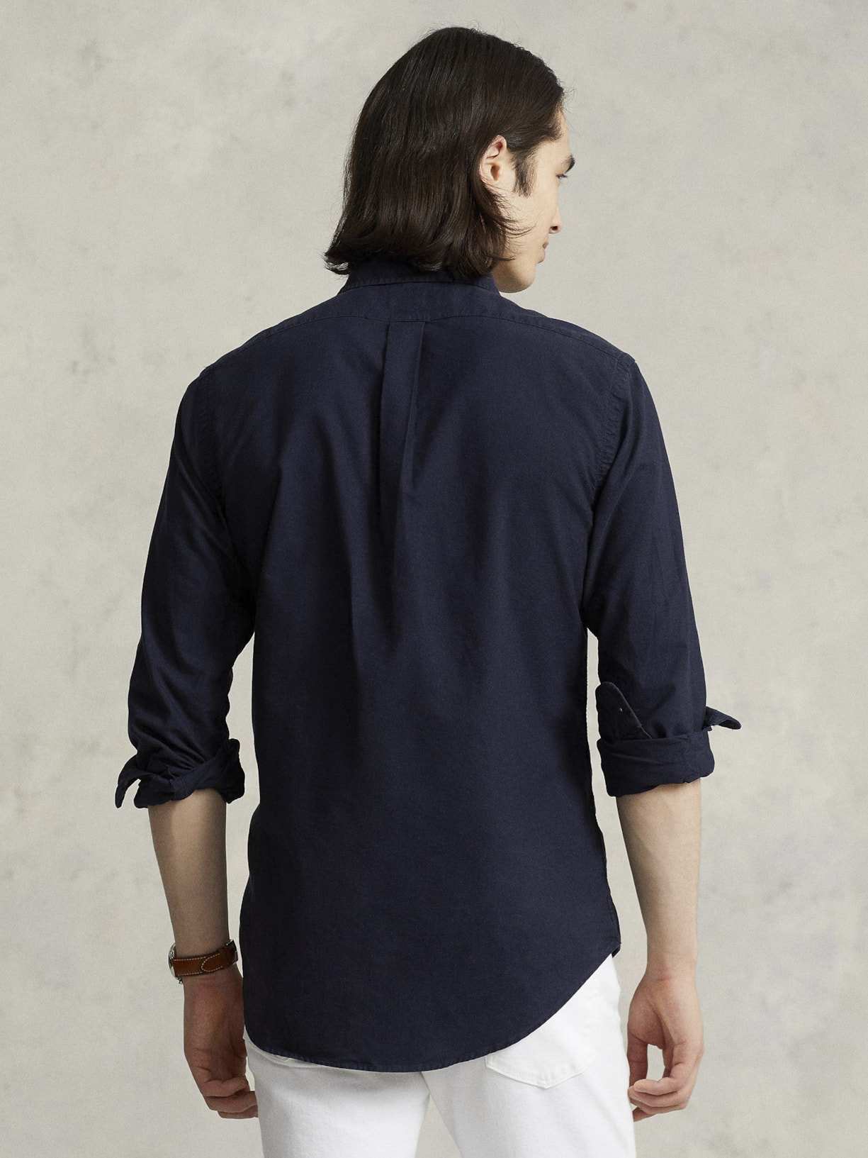 Camisa Masculina Oxford Yd Custom Fit Poplin Sport Azul Polo Ralph Lauren