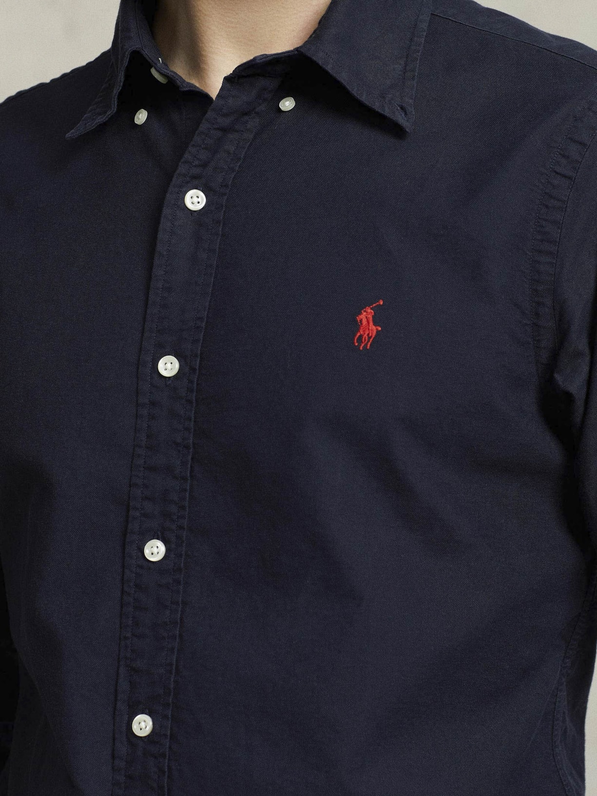Camisa Masculina Oxford Yd Custom Fit Poplin Sport Azul Polo Ralph Lauren