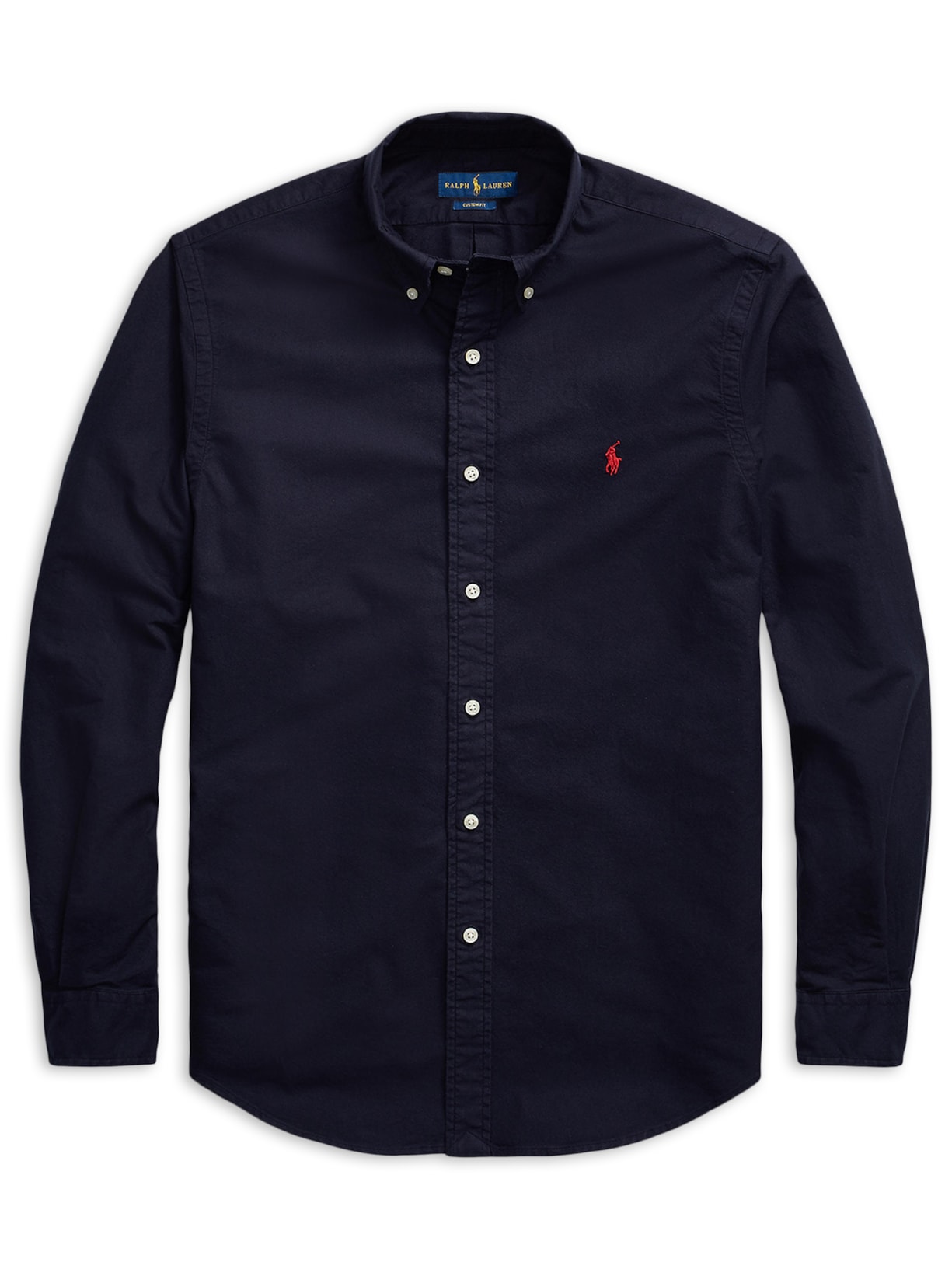 Camisa Masculina Oxford Yd Custom Fit Poplin Sport Azul Polo Ralph Lauren