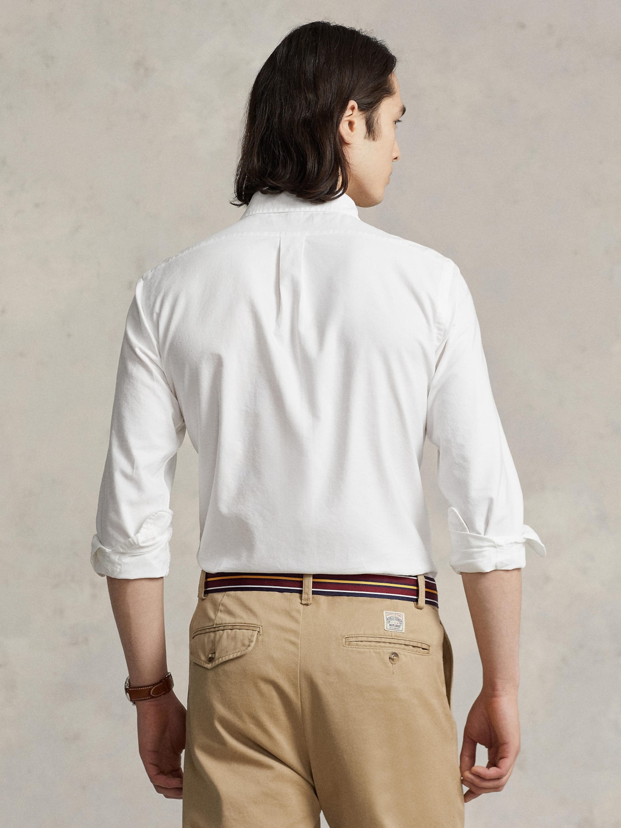 Camisa Masculina Oxford Yd Custom Fit Poplin Sport Branco Polo Ralph Lauren