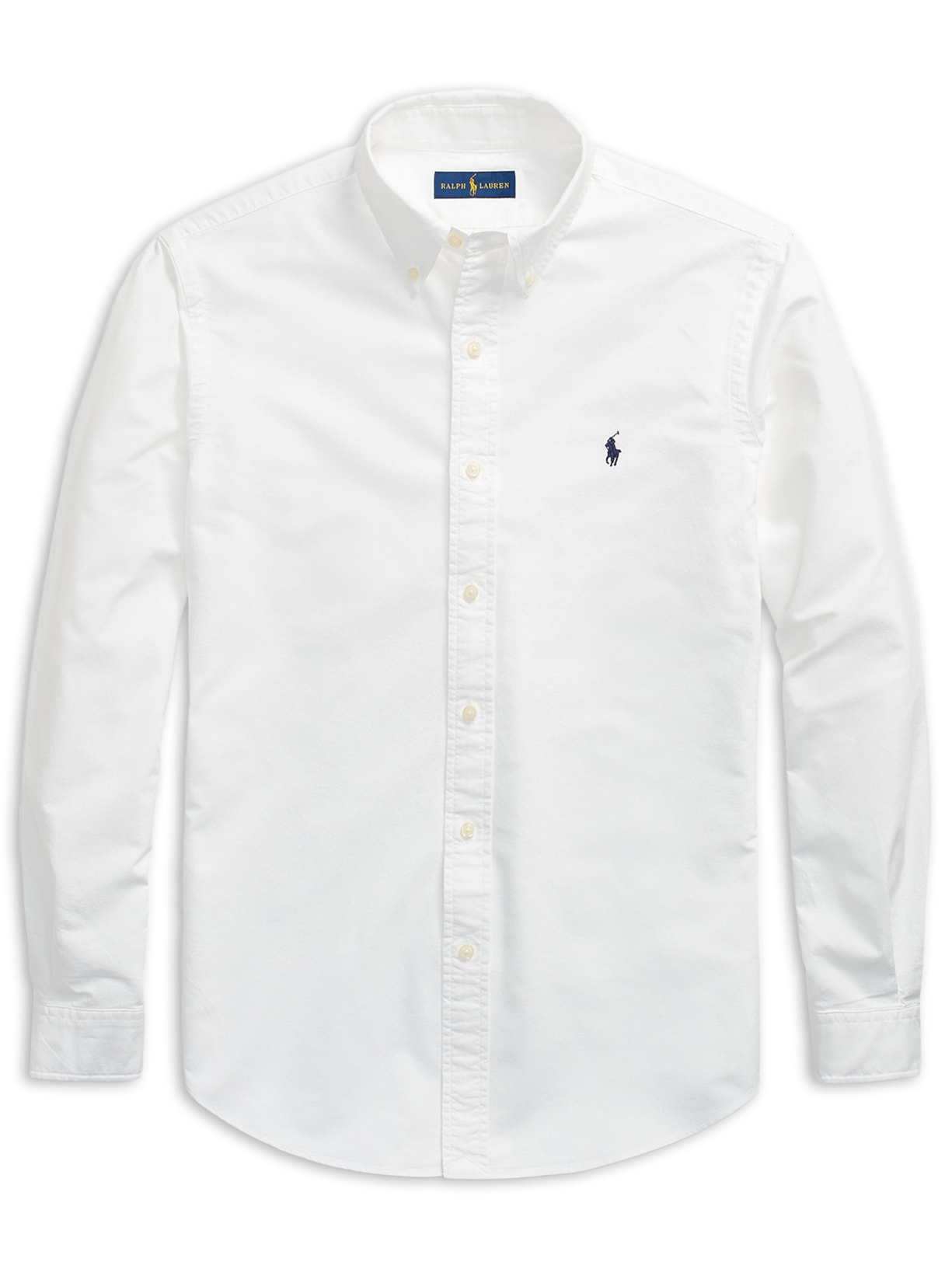 Camisa Masculina Oxford Yd Custom Fit Poplin Sport Branco Polo Ralph Lauren