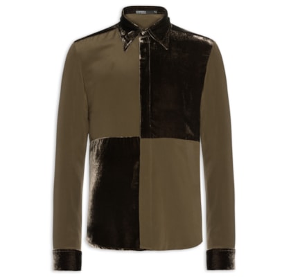 Camisa Masculina Palas Veludo E Seda - Marrom
