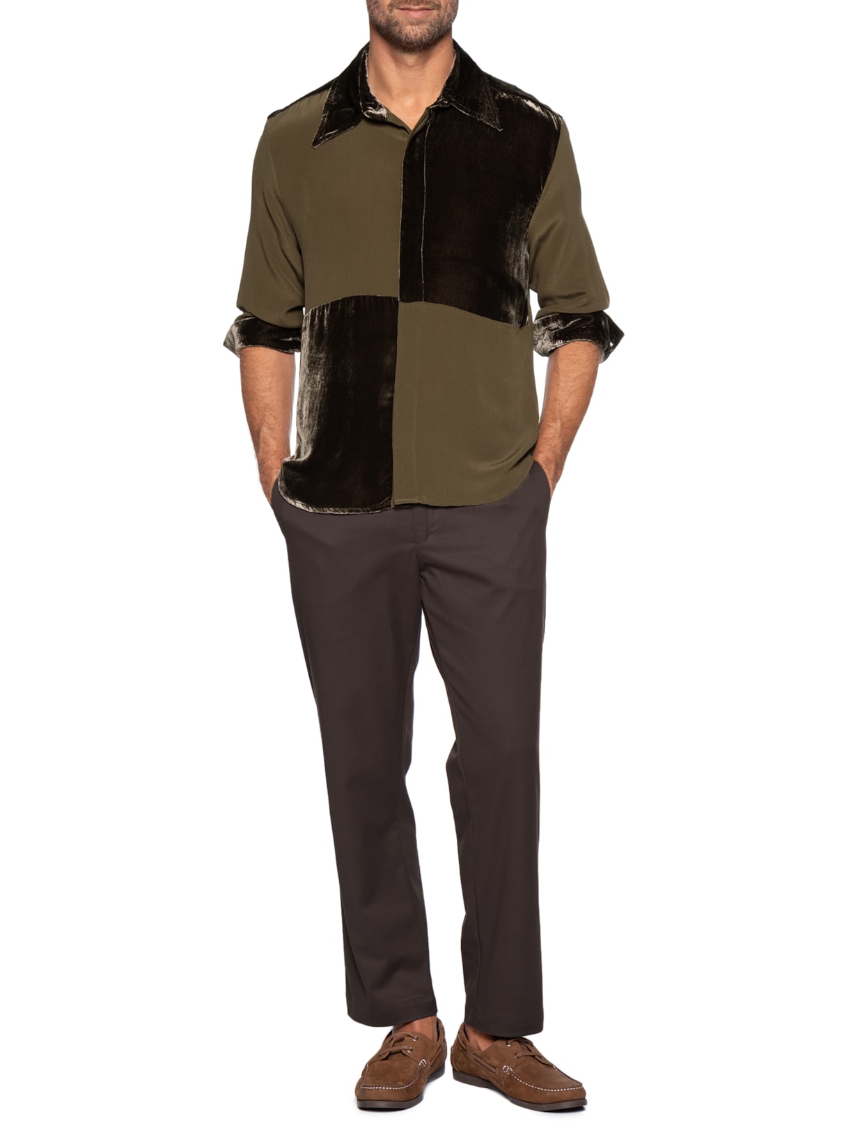 Camisa Masculina Palas Veludo E Seda Marrom Handred