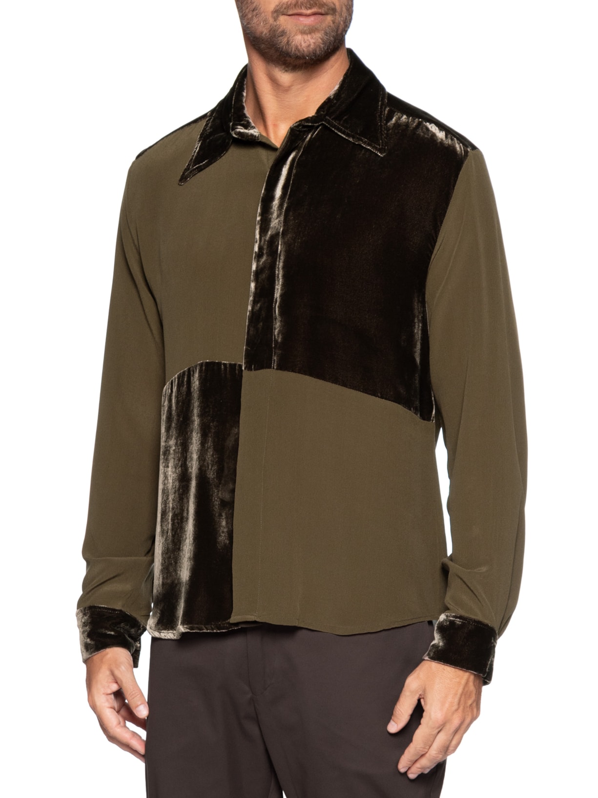 Camisa Masculina Palas Veludo E Seda Marrom Handred