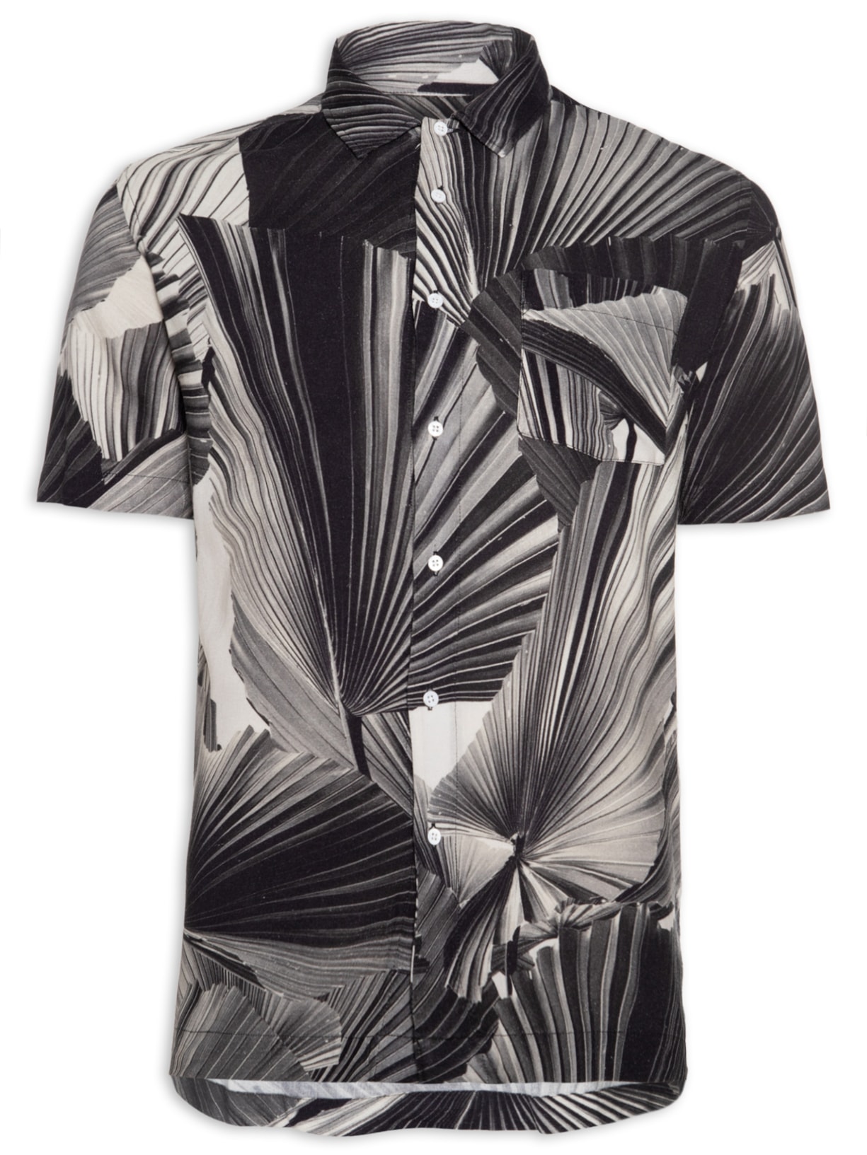 Camisa Masculina Palm Light Manga Curta - Preto