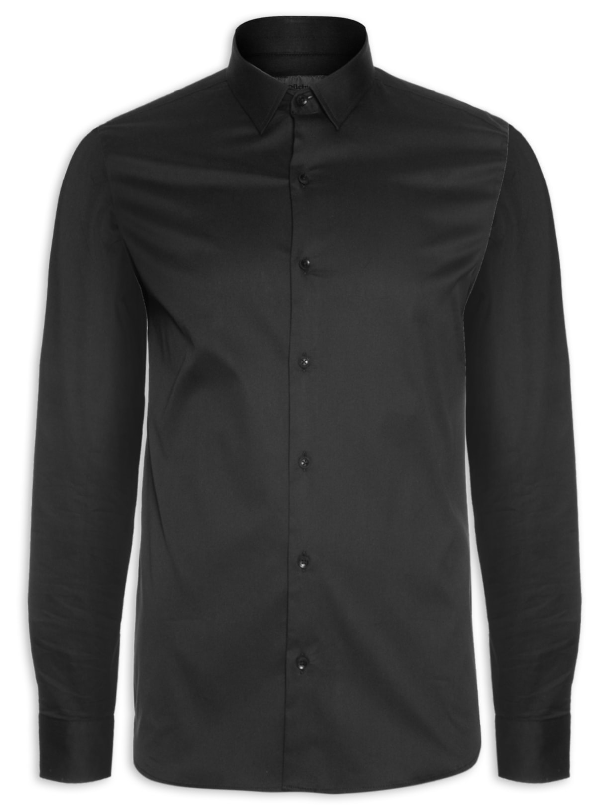Camisa Masculina Paris Lisa Elastano Manga Longa - Preto