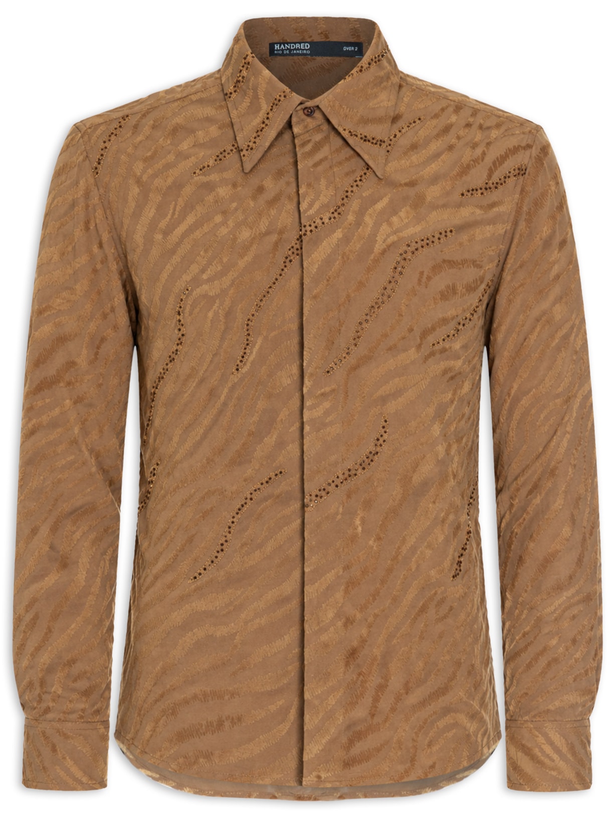 Camisa Masculina Pespontada Tigre Marrom Handred