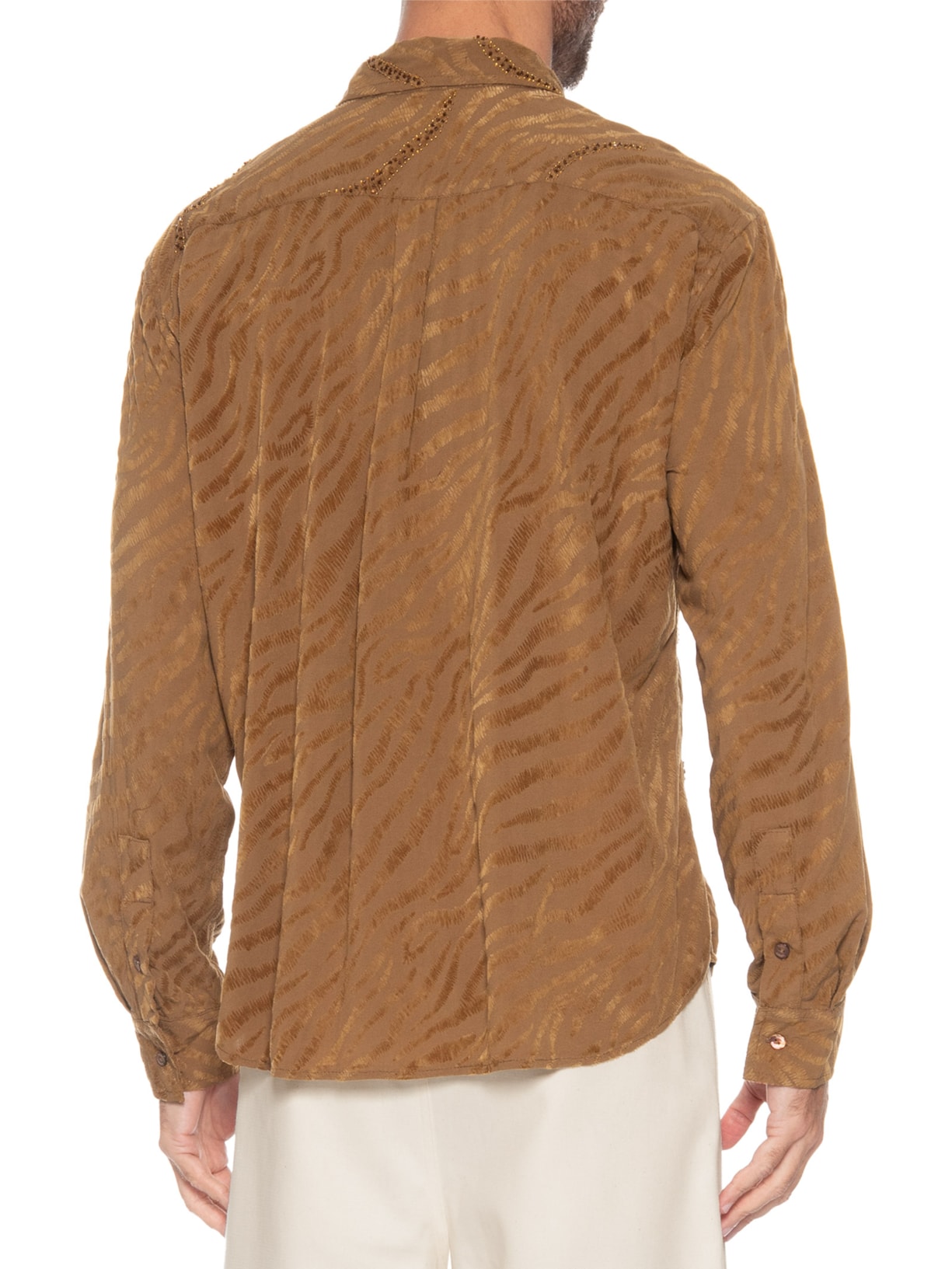 Camisa Masculina Pespontada Tigre Marrom Handred