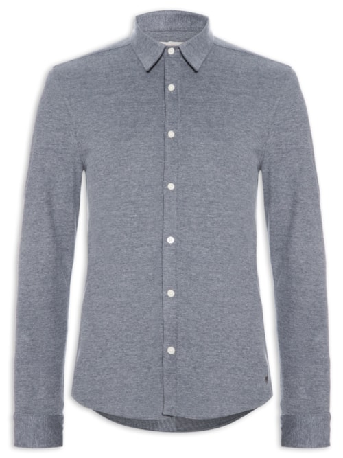 Camisa Masculina Piquet Mescla - Cinza