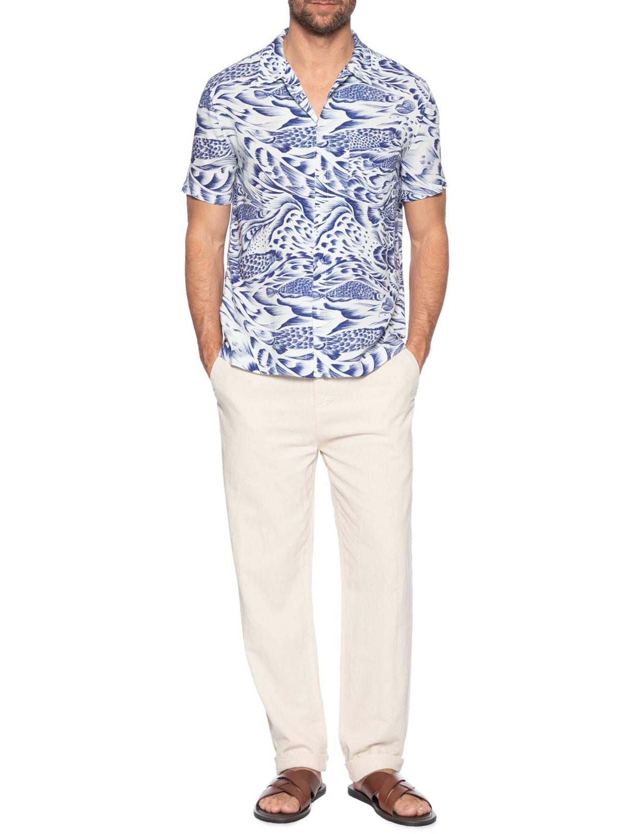 Camisa Masculina Pirarucu Trace Blue Azul Osklen